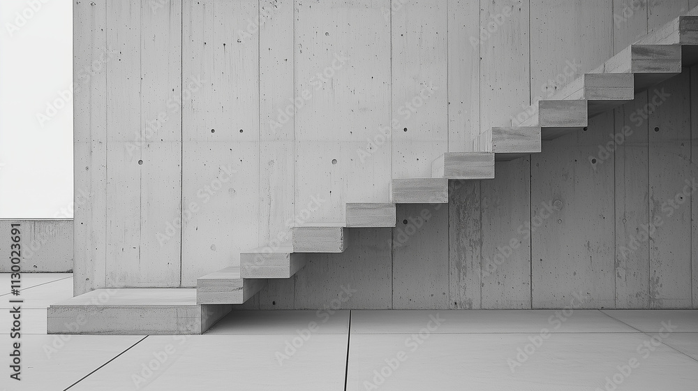 Poster modern minimalist staircase: clean lines and a monochromatic palette define this architectural image