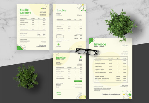 Beige And Green Invoice