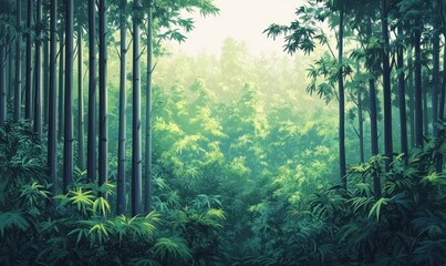 Obraz premium Lush Bamboo Forest Scene