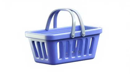 Fototapeta premium A stylish purple shopping basket with a sturdy handle, designed for convenience in carrying groceries or personal items.