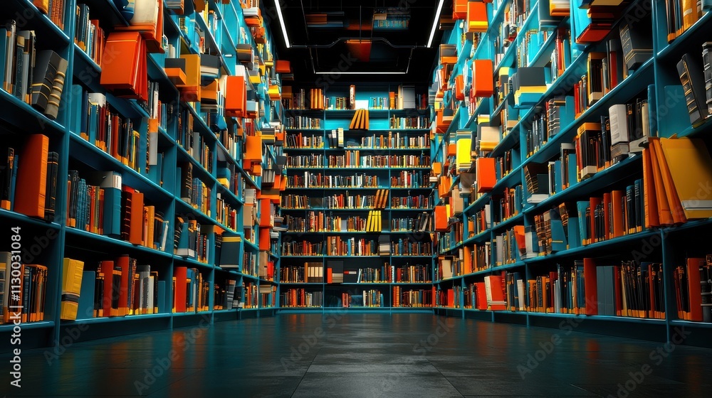 Poster Exploring a futuristic library digital archive knowledge hub virtual environment immersive experience high fidelity content