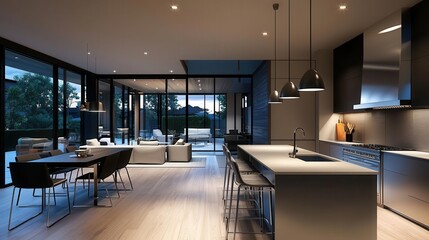 Industrial loft with Mocha Mousse accent wall, metal and glass details, cozy yet modern