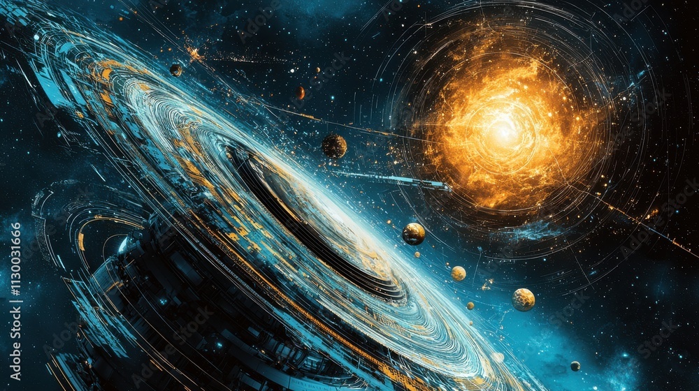 Poster Exploring a holographic galaxy a high-fidelity multidimensional experience in cosmic space digital art immersive visualization of the universe