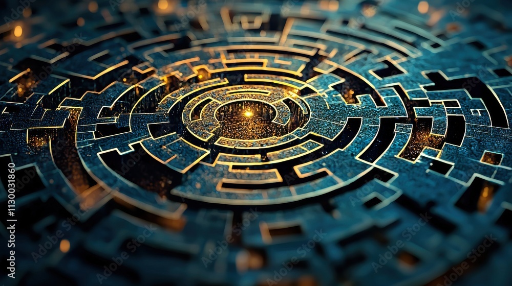 Poster navigating a multidimensional maze with ever-shifting pathways in a high-fidelity digital environmen