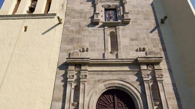 Facade of the Temple and ex-monastery of the Divino Salvador in the town of Malinalco, State of Mexico, Mexico. Magic town, 4K Video