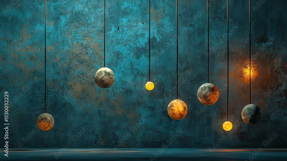 Poster illuminating exploration a room of glowing orbs in a high-fidelity environment with an artistic pers