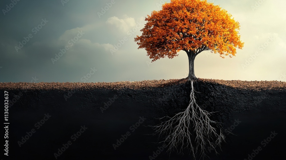 Poster Exploring the dimensions of a single tree with high-fidelity roots in a surreal environment