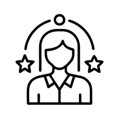female role model icon, womens day line art, women’s day icon - simple black line art icon of female role model, symbolizing womens day celebrations  womens day vector art  © Waliul