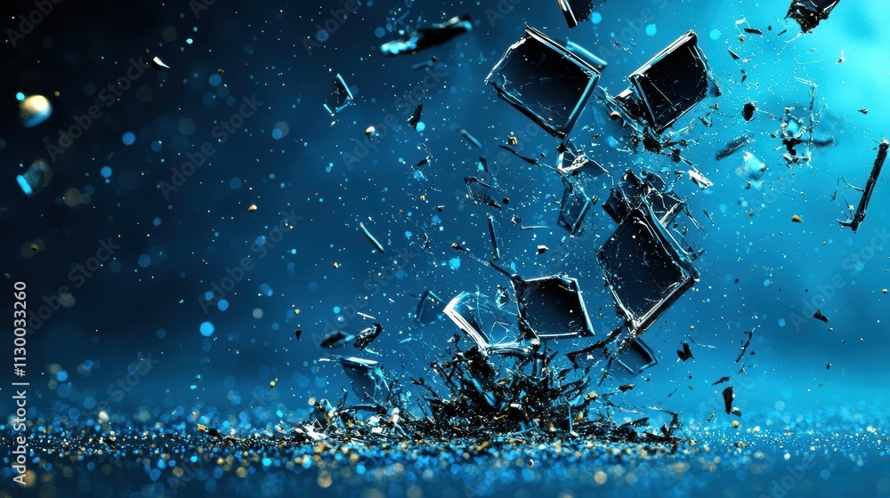 Aufkleber Exploration of a vast void floating dimensional shards high fidelity imagery cosmic realm abstract perspective reflecting infinite possibilities