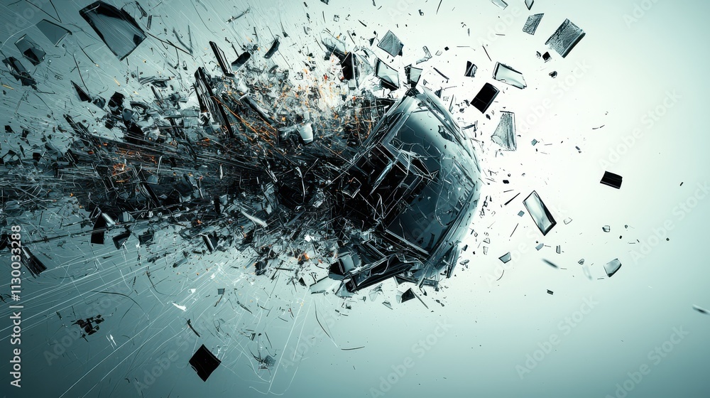 Aufkleber Floating dimensional shards in a vast void high fidelity digital art cosmic environment futuristic viewpoint abstract conceptualization for visual exploration