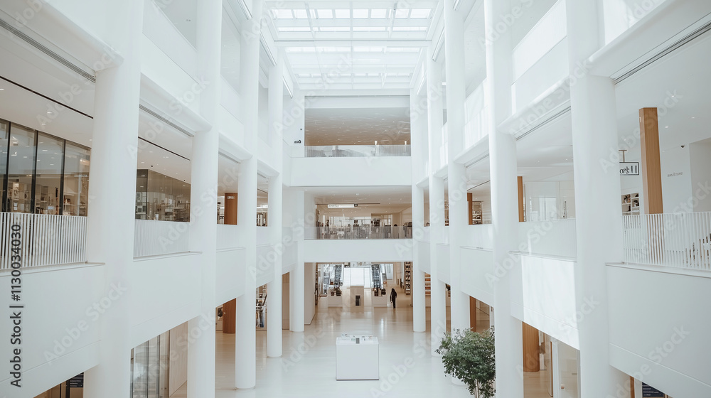 Poster modern minimalist architecture: a clean and sleek interior design of a modern building with soaring 