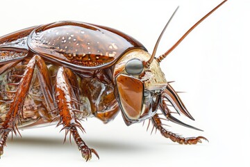A detailed close up of a cockroach with