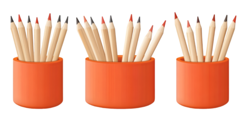 Orange Pencil Holder with Pencils Transparent Background