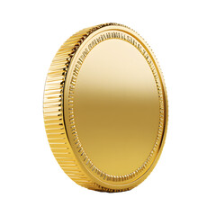 3D Coin isolated on transparent background, cutout