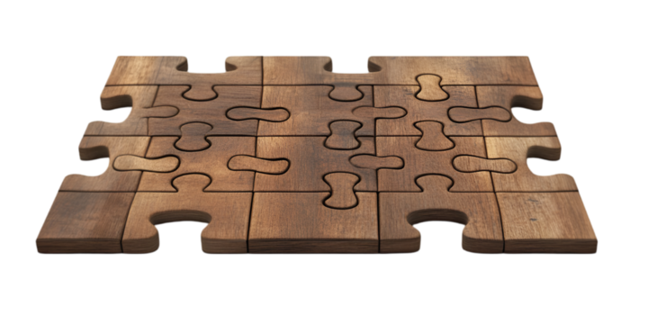 Green Jigsaw Puzzle Pieces on Transparent Background