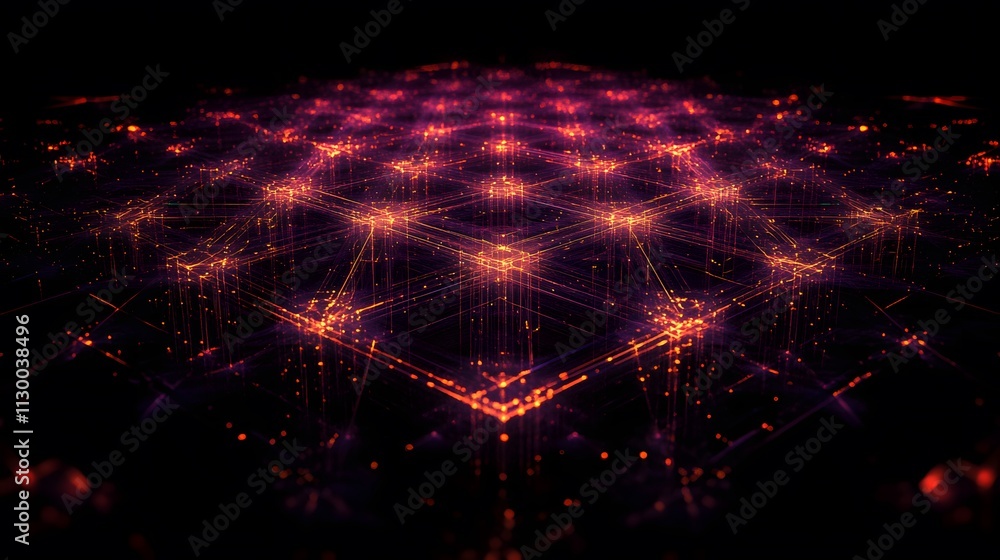 Poster intricate network of glowing lines, forming a mesmerizing grid. digital connections visualized in vi
