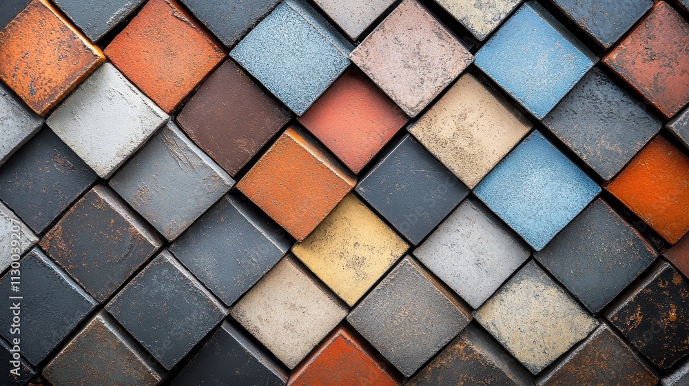 Aufkleber colorful square tiles arranged in a diamond pattern. perfect for design, architecture, and construct
