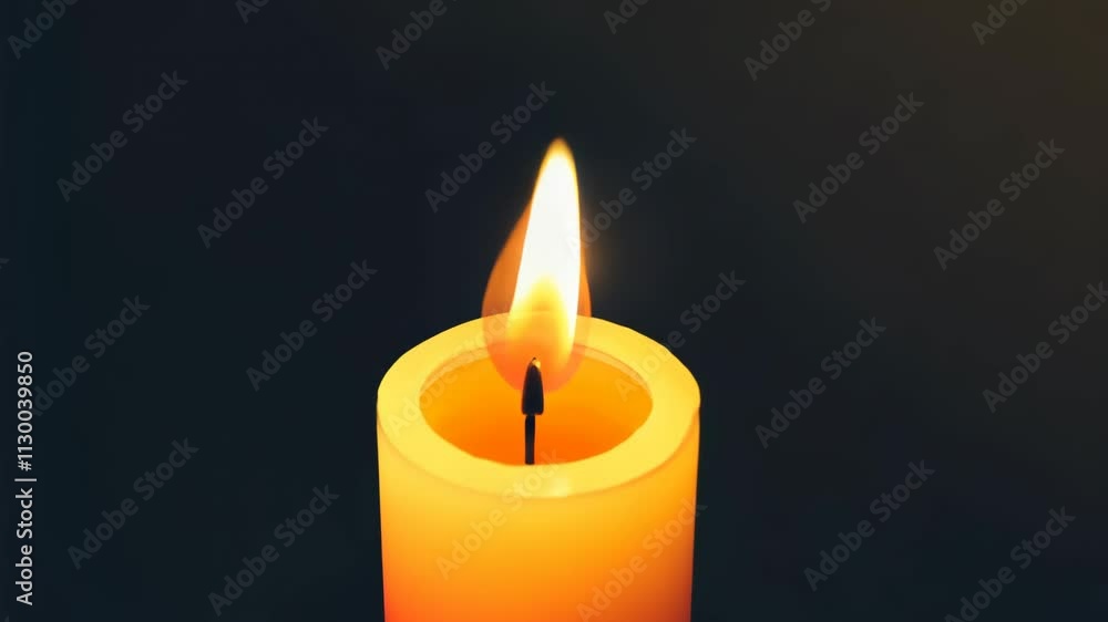 Poster flickering candle illuminates dark space creating a warm and calming atmosphere for relaxation and m