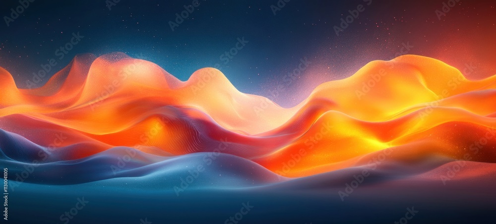 Poster Teal and Orange Abstract Gradient Background with Smooth Curves and Soft Lighting for Creative Designs