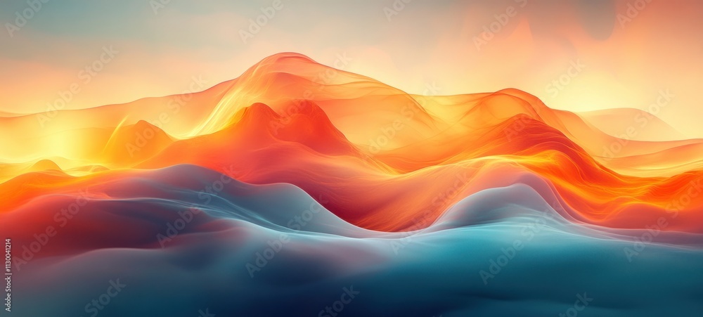 Poster Vibrant Abstract Background Smooth Gradients Orange Teal Minimalist Fluid Shapes Gentle Curves Soft Diffused Lighting