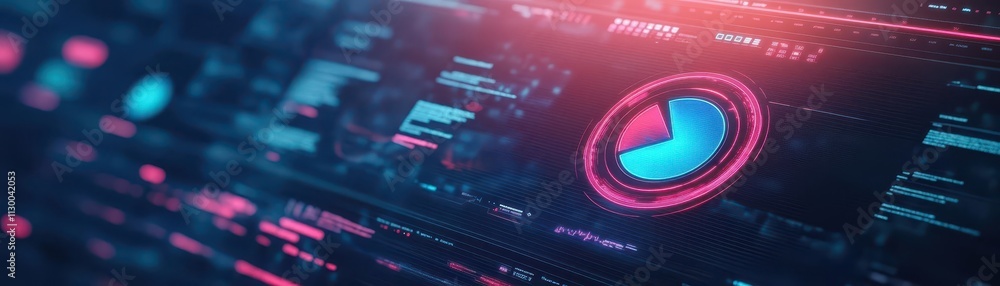 Poster a futuristic dashboard displaying customer satisfaction metrics with dynamic holographic pie charts