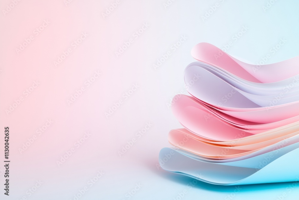 Poster Pastel Curves and Layers Abstract Minimalist Finance Concept