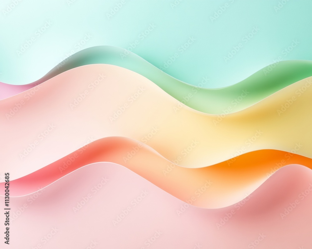Fototapete abstract pastel waves in soft translucent layers geometric minimalism with flowing paper texture