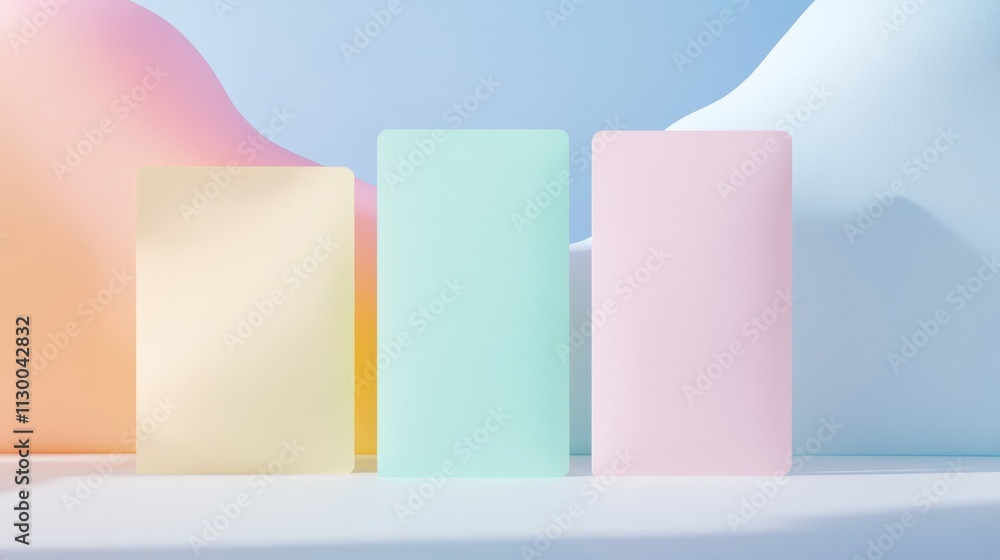 Aufkleber surreal minimalist finance concept soft pastel gradients and geometric forms