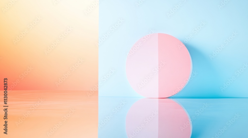 Poster Pastel Geometric Reflection Art Surreal Patterns and Gentle Curves