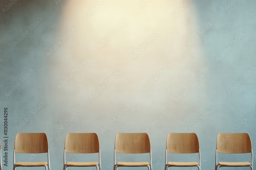 Poster minimalist concept of chairs under subtle lighting in abstract space