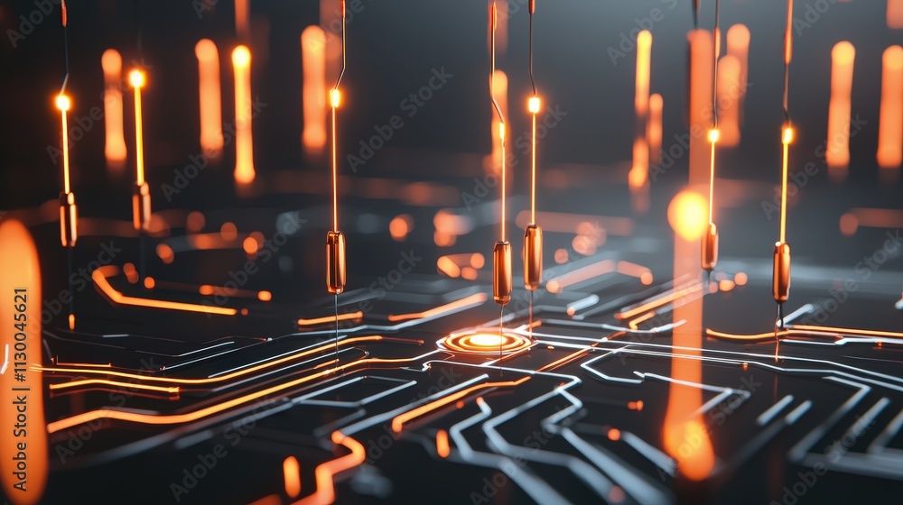 Poster a network of glowing lines connecting digital documents to an ai processor.