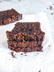 Moist banana cake with chocolate and dark chocolate chunks