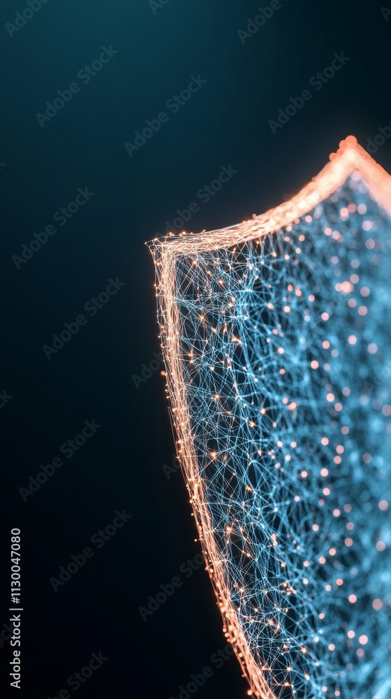 Aufkleber futuristic digital shield with glowing lines against a dark background