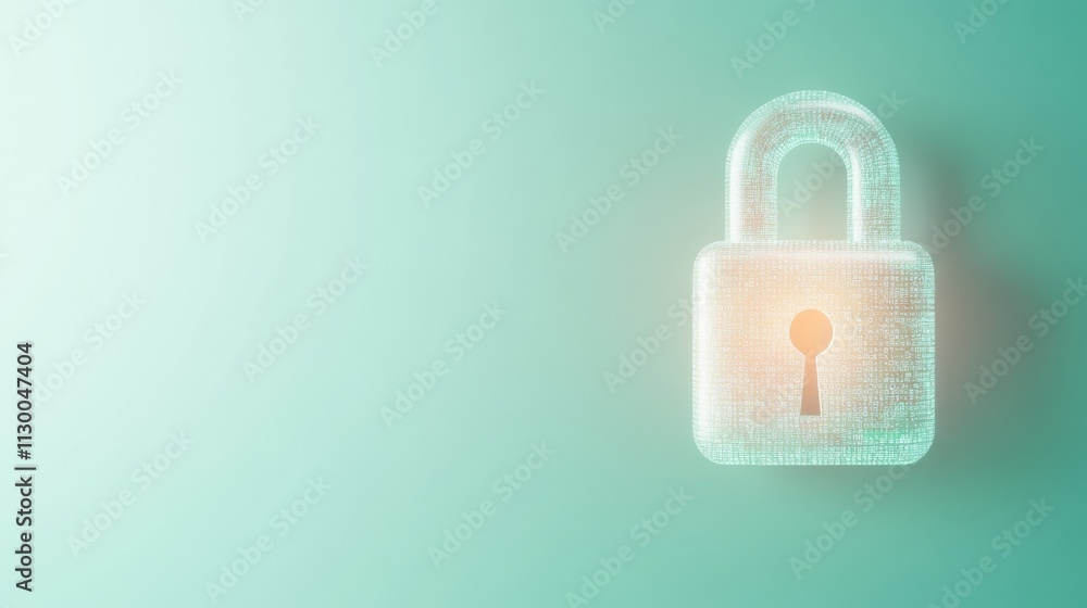 Aufkleber cybersecurity concept with glowing padlock on matrix-style background