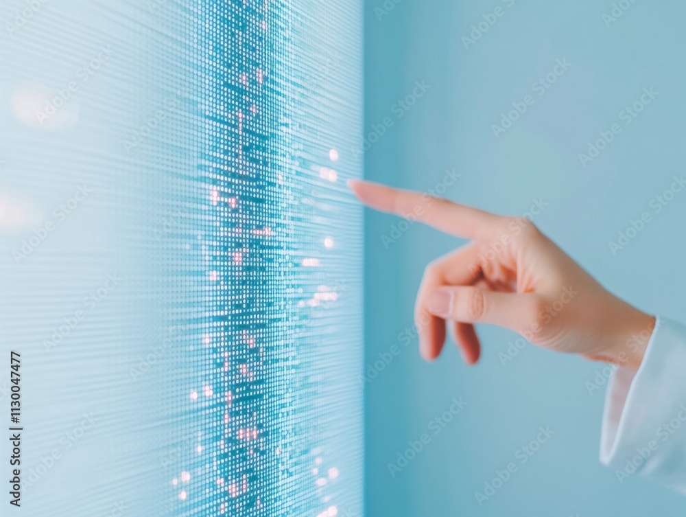 Poster Futuristic Interaction with Digital Display on Cybersecurity Concept
