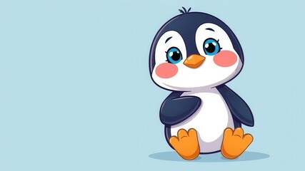 Naklejka premium Cute and adorable penguin vector cartoon character illustration perfect for kids products and branding, graphic, icon, doodle
