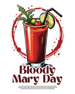 National bloddy mary day social media post banner template