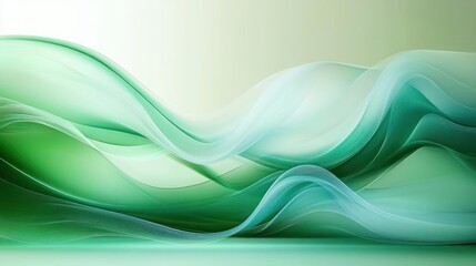 Obraz premium Abstract Green Wave Design with Flowing Lines and Turquoise Background