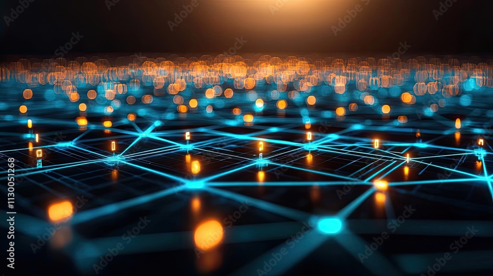 Poster map atlas idea. abstract digital network with glowing lights in a futuristic design.