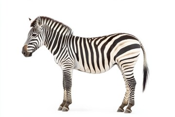 Fototapeta premium A side profile of a zebra with distinctive black and white stripes