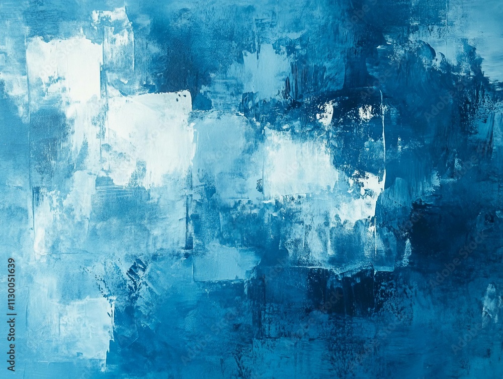 Poster abstract blue background art featuring textured brush strokes and layered paint with a mix of light 