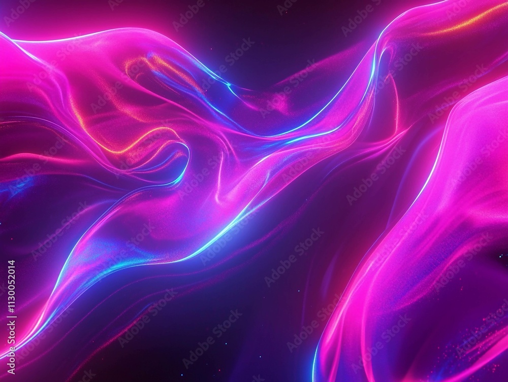 Poster digital art showcasing vibrant neon colors swirling in abstract patterns with a dynamic flow. genera