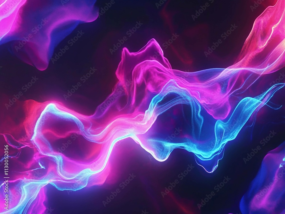 Aufkleber colorful digital abstraction featuring neon waves and swirling patterns in a dark background. genera