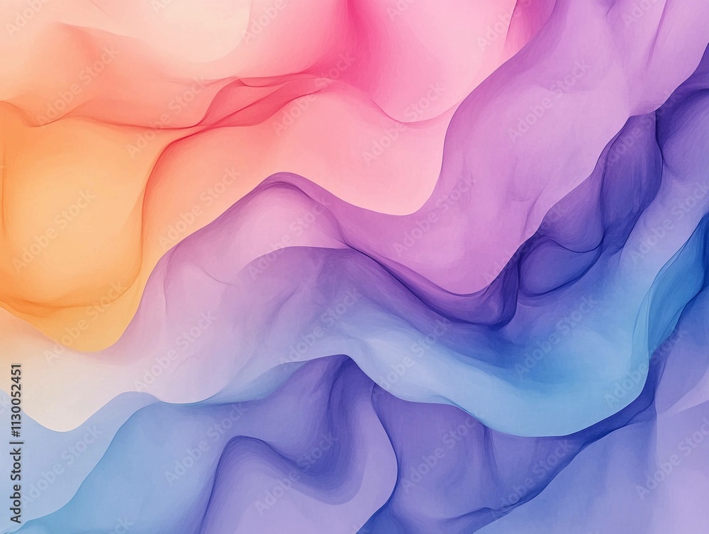 Poster fluid art style drawing showcasing vibrant waves of color blending together in a harmonious display 