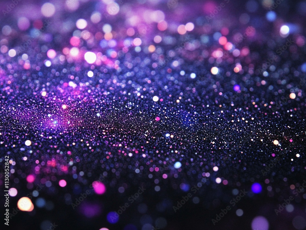 Poster shining particles create a mesmerizing cosmic effect in shades of purple and blue. generative ai