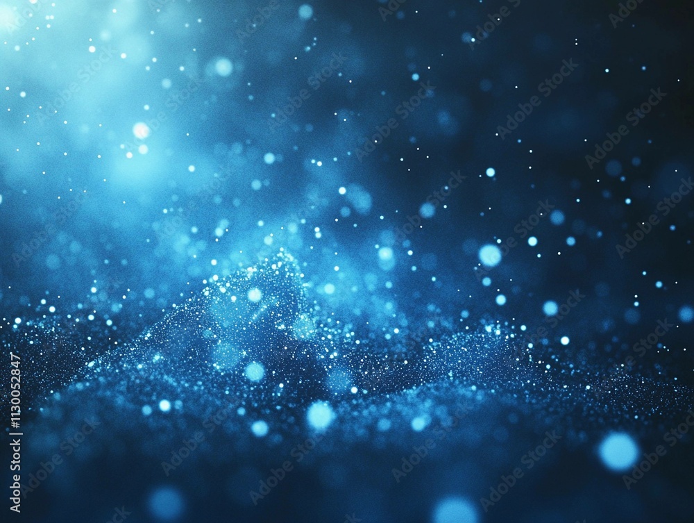 Poster shining blue particles create a magical atmosphere reminiscent of a starry night in deep space. gene