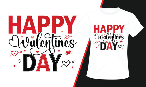 Happy Valentines Day Typography T-shirt Design, 14th February Typography tshirt design, Valentines Day T-shirt Design 2025, Love T-Shirt Design