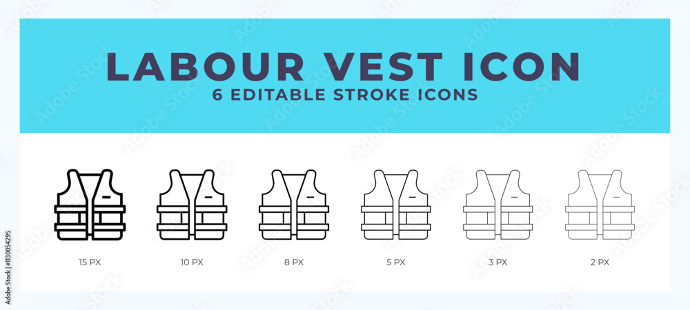 Poster labour vest vector icon for web and app. editable stroke vector illustration