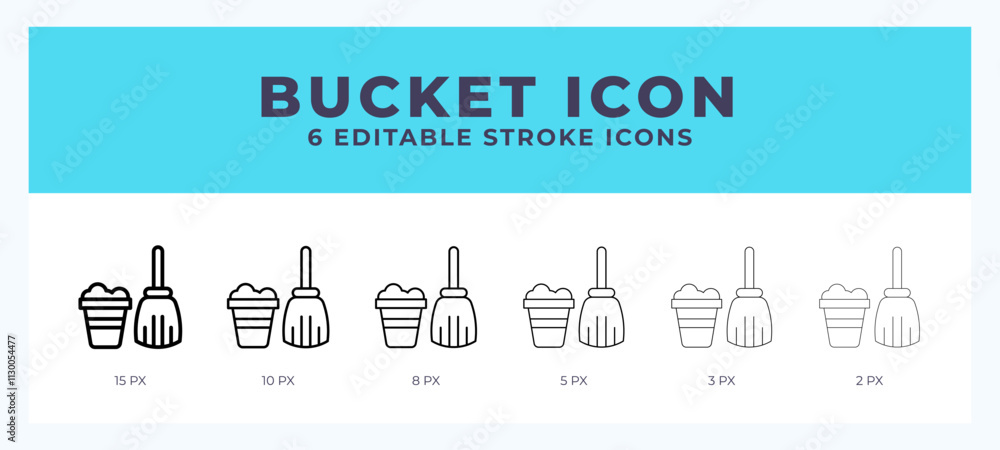 Poster bucket icon in thin line. bold line. regular line. editable stroke.