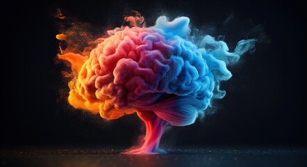 Surreal Brain of Colorful Smoke Exploding with Ideas and Creativity Dynamic Representation